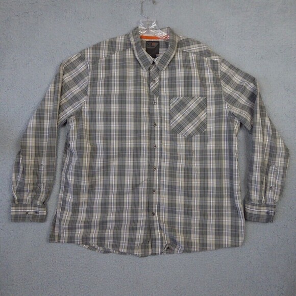 5.11 Tactical Shirt Mens Extra Large XL Gray Tan Long Sleeve Snap Workwear - Picture 1 of 12